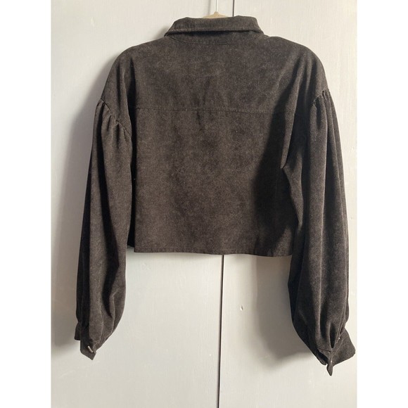 Shein Women's Black Tan Colorblock‎ Long Sleeve Button Up Cropped Jacket Size S - Picture 8 of 8